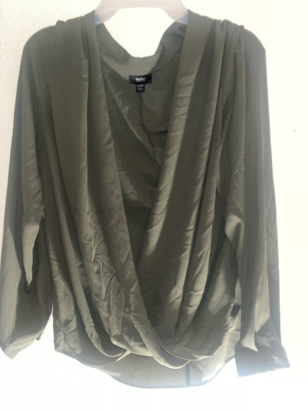 Mossimo Supply Co. Olive Green Draped Wrap Blouse